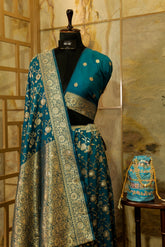 Teal Shade Banarasi Silk Saree